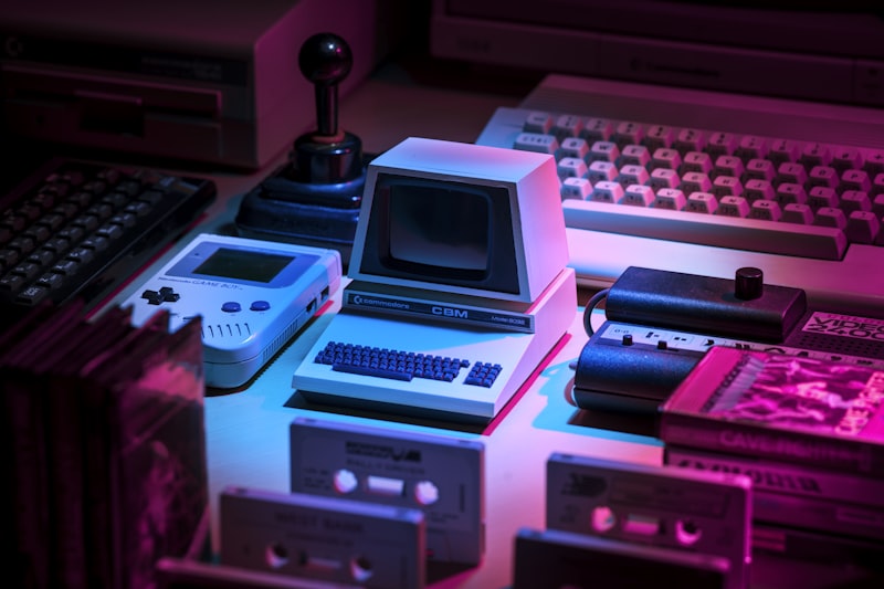 Retro tech gadgets neon